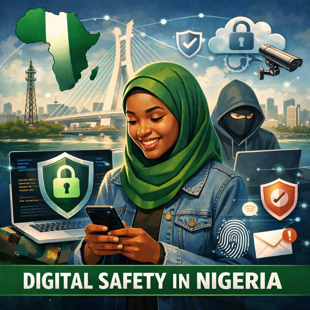 Illustration representing digital safety awareness in Nigeria